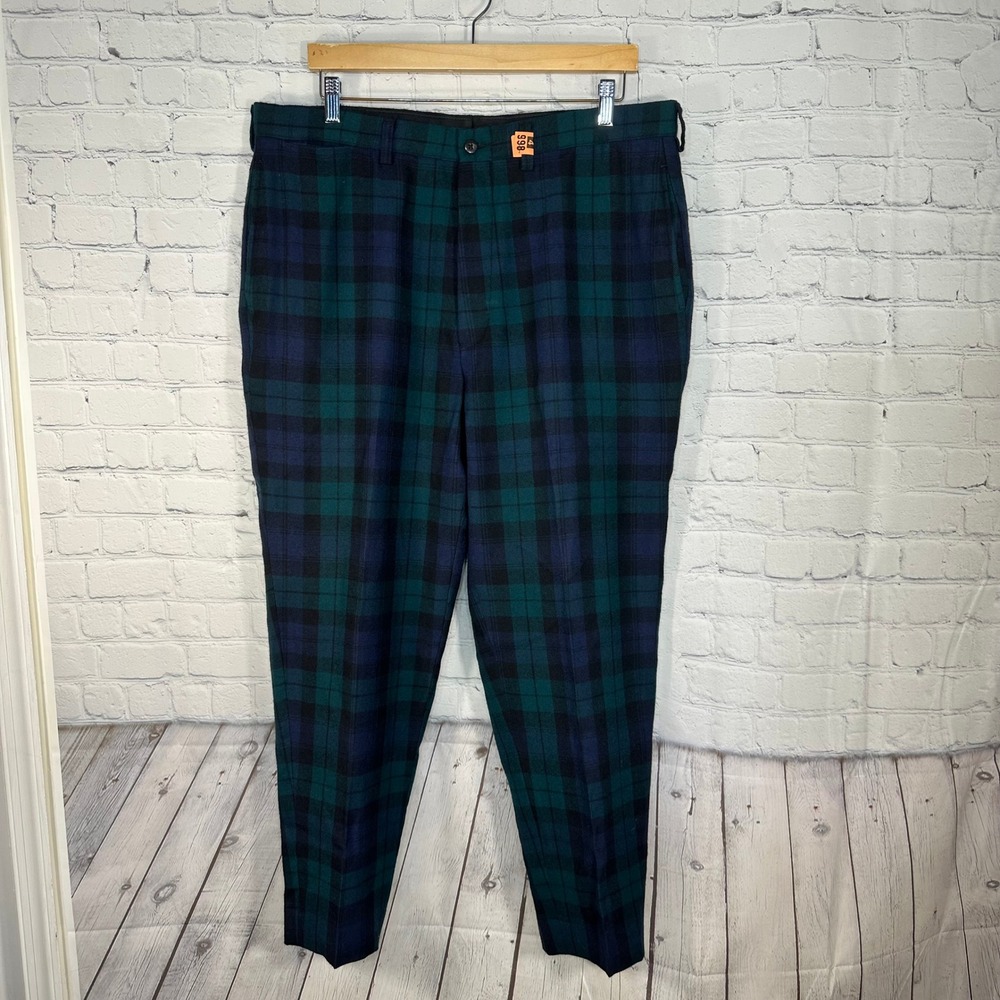 Polo Ralph Lauren Mens Black Watch Tartan Plaid Wool Trousers 38 Made in USA
